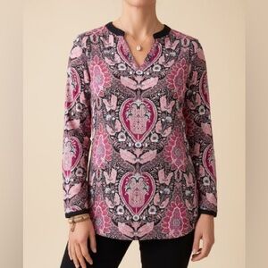 Singrid Olsen Women’s Vintage Silk Paisley Mosaic Top - Size XS
